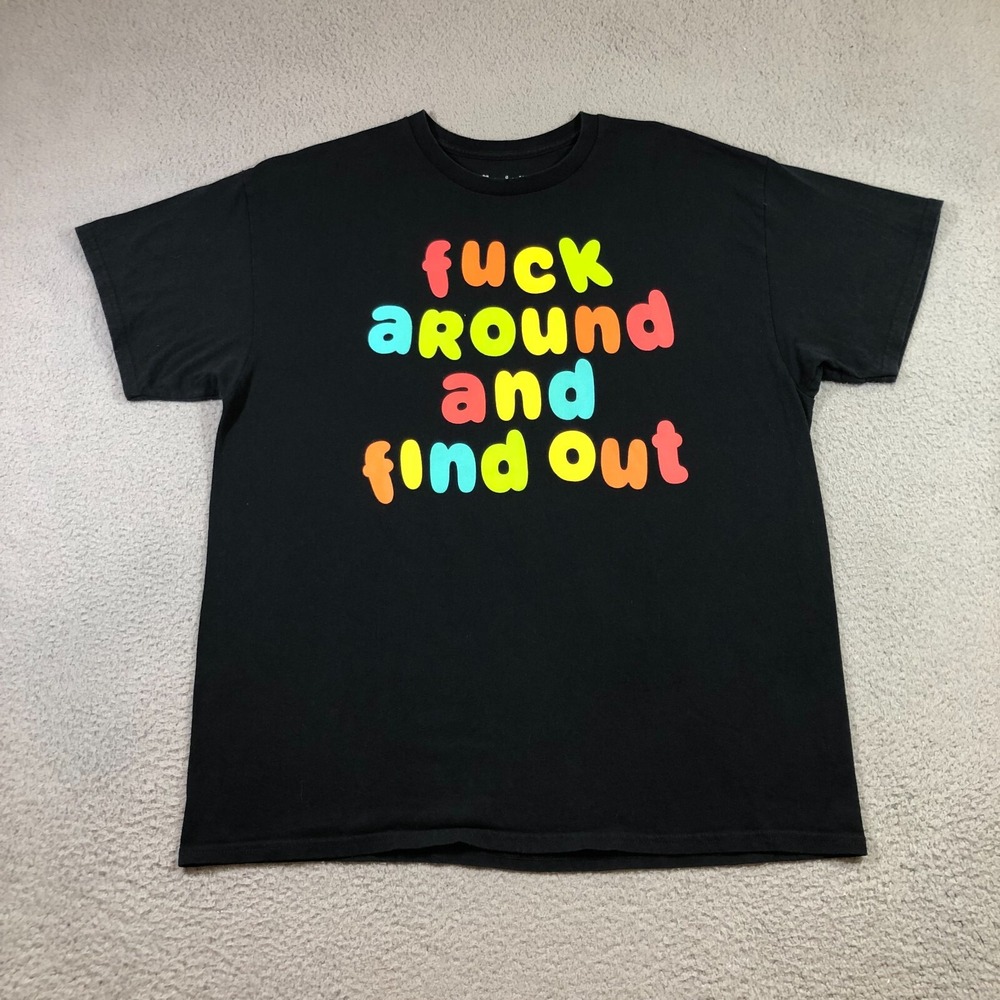 spencers T shirt mens XL black f*ck around and find out funny